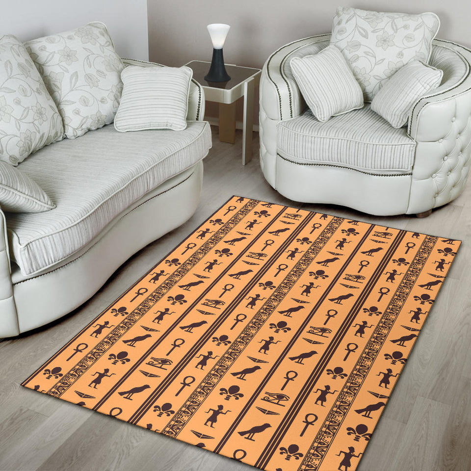 Egypt Hieroglyphics Pattern Print Design 02 Area Rug