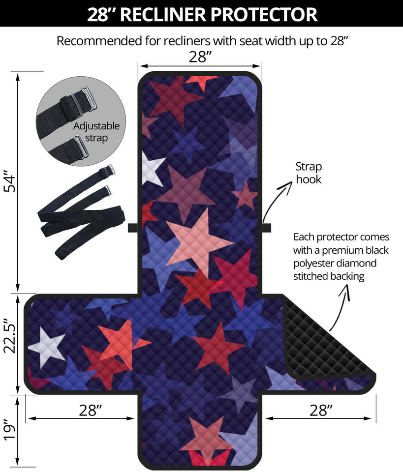 Red blue star pattern Recliner Cover Protector