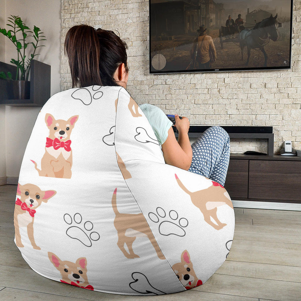 Chihuahua Bone Paw Pattern Bean Bag Cover