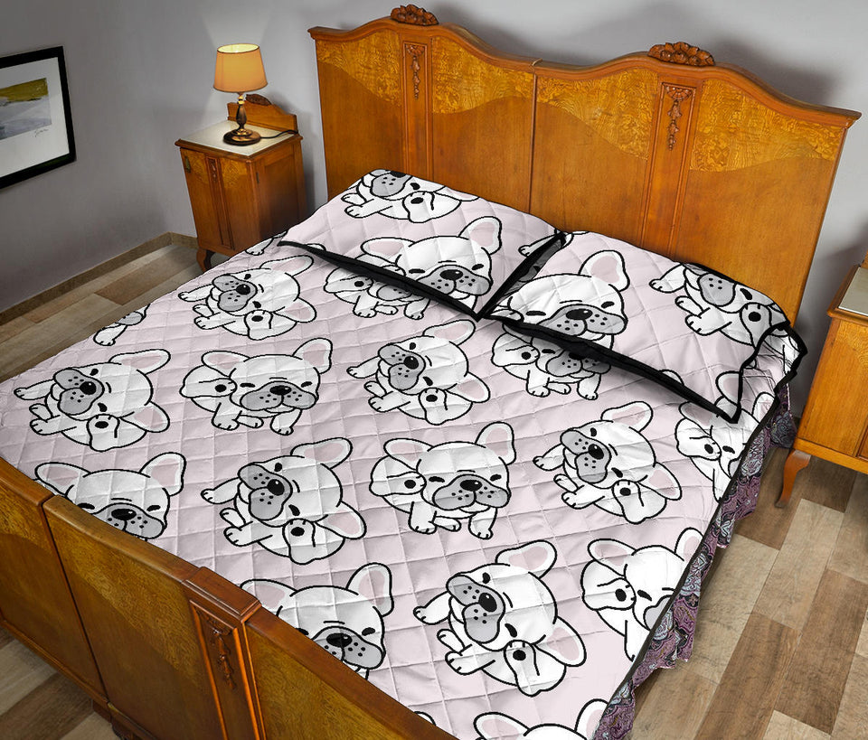 Cute french bulldog pattern Quilt Bed Set