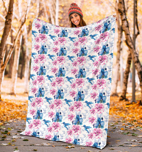 Hummingbird Pattern Print Design 02 Premium Blanket