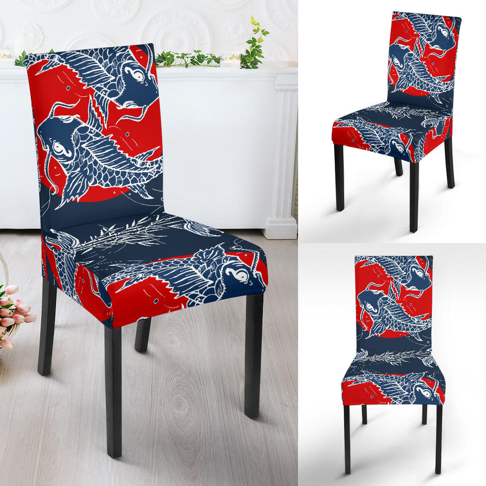 Koi Fish Carp Fishs Hand Drawn Japanese Art Dining Chair Slipcover