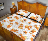 Brown pomeranian pattern Quilt Bed Set