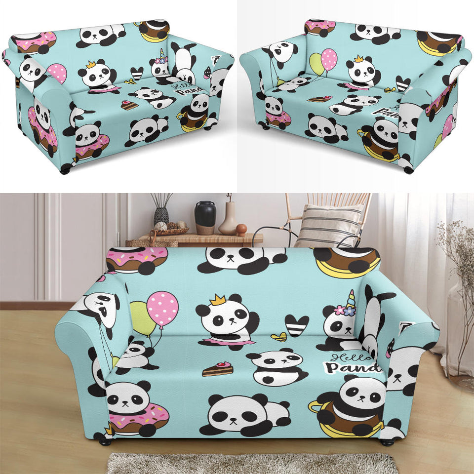 Cute Baby Panda Pattern Loveseat Couch Slipcover