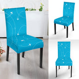 Airplane Destinations Blue Background Dining Chair Slipcover