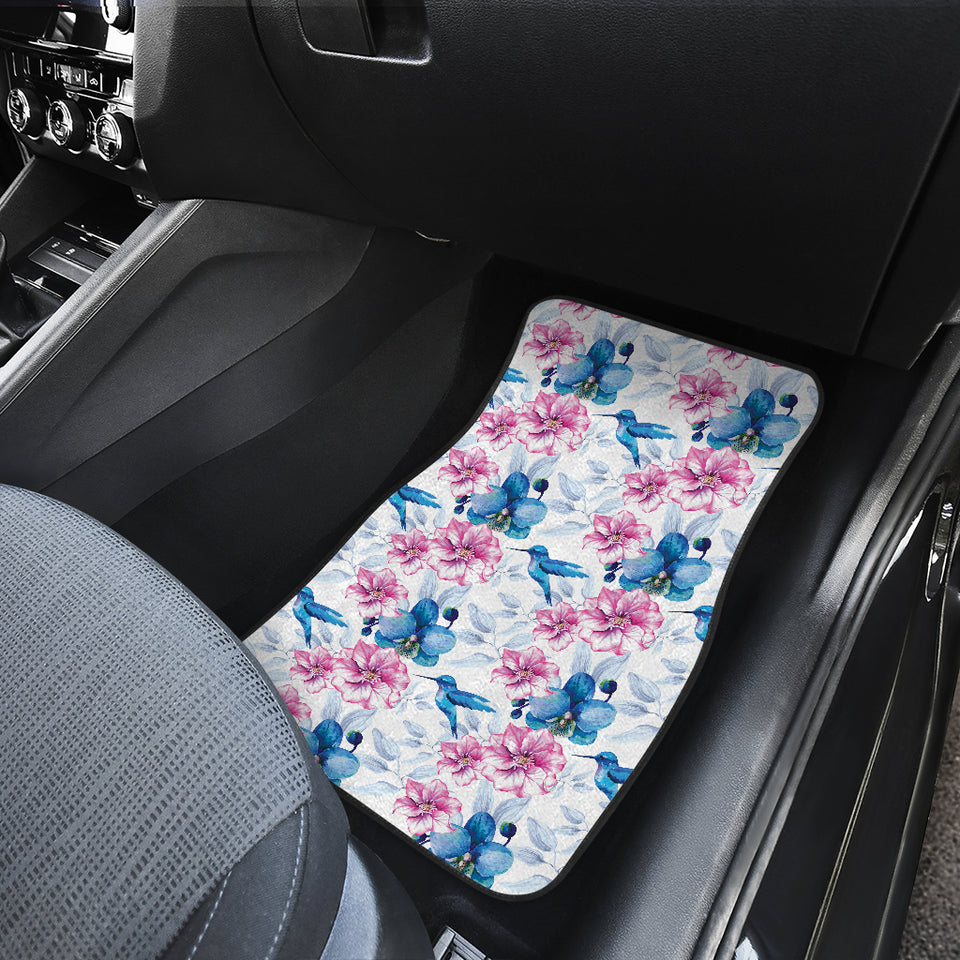 Hummingbird Pattern Print Design 02 Front and Back Car Mats