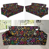 Music Notes Pattern Print Design 02 Sofa Slipcover