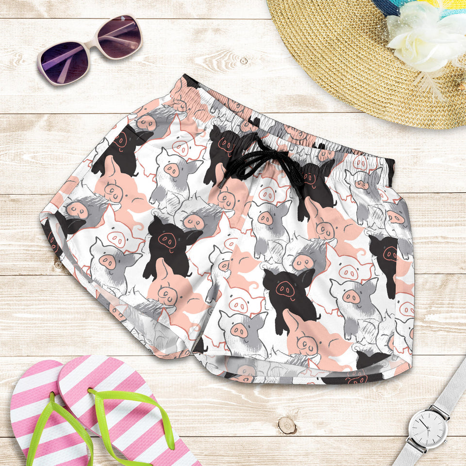 Pig Pattern Print Design 05 Women Shorts