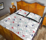Airplane cloud grey background Quilt Bed Set