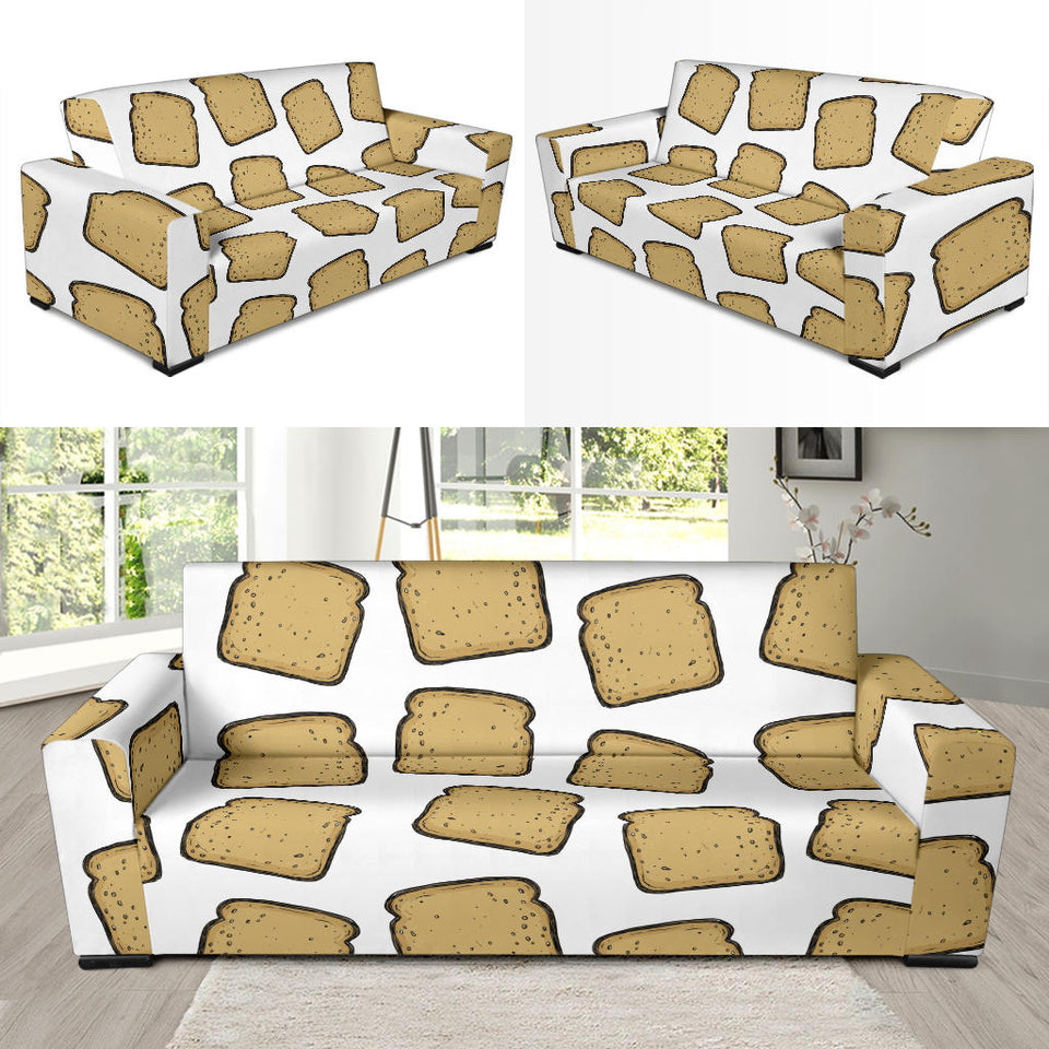 Bread Toast Pattern Print Design 03 Sofa Slipcover