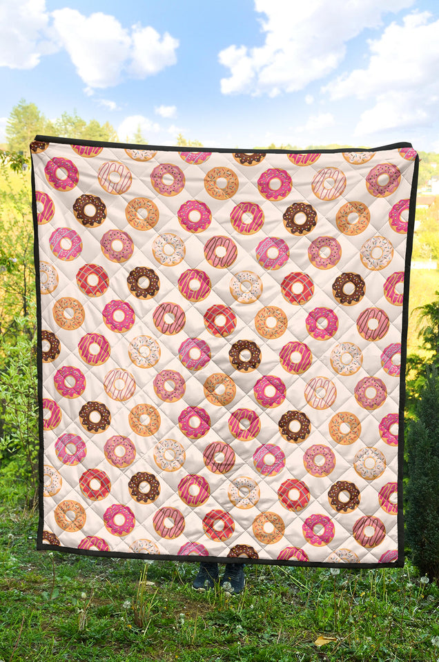 Colorful Donut Pattern Premium Quilt