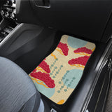 Red Bonsai Gray Sun Japanese Pattern Front And Back Car Mats