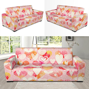 Hand Drawn Heart Design Pattern Sofa Slipcover