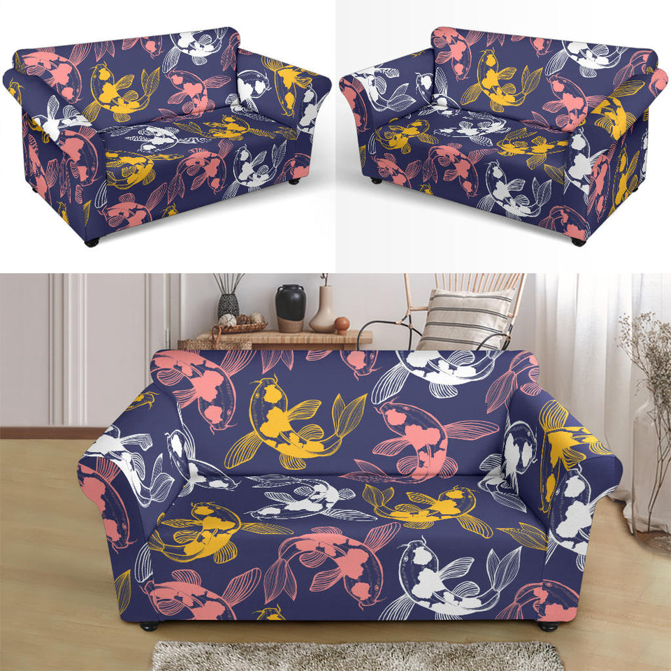 Koi Fish Carp Fish Pattern Loveseat Couch Slipcover