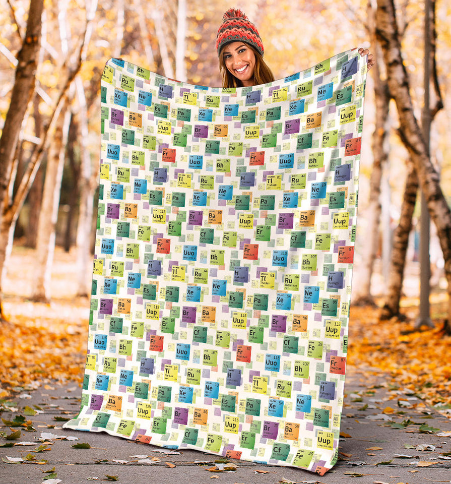 Chemistry Periodic Table Pattern Print Design 05 Premium Blanket