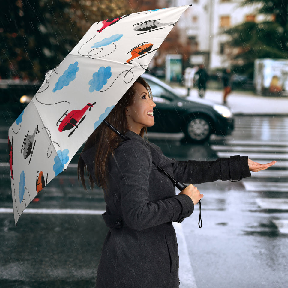 Watercolor Helicopter Cloud Pattern Umbrella