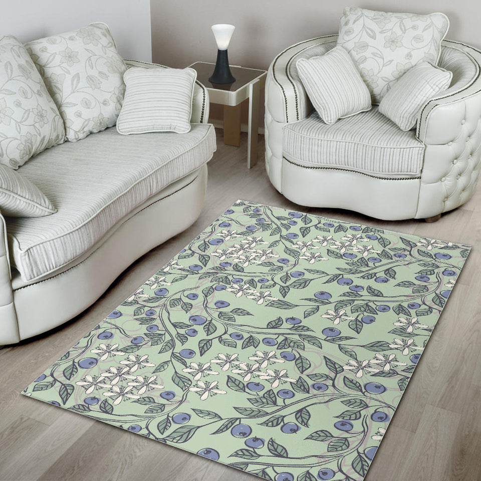 Hand Drawn Blueberry Pattern Area Rug
