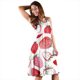 Watercolor Hand Drawn Beautiful Strawberry Patternsleeveless Midi Dress