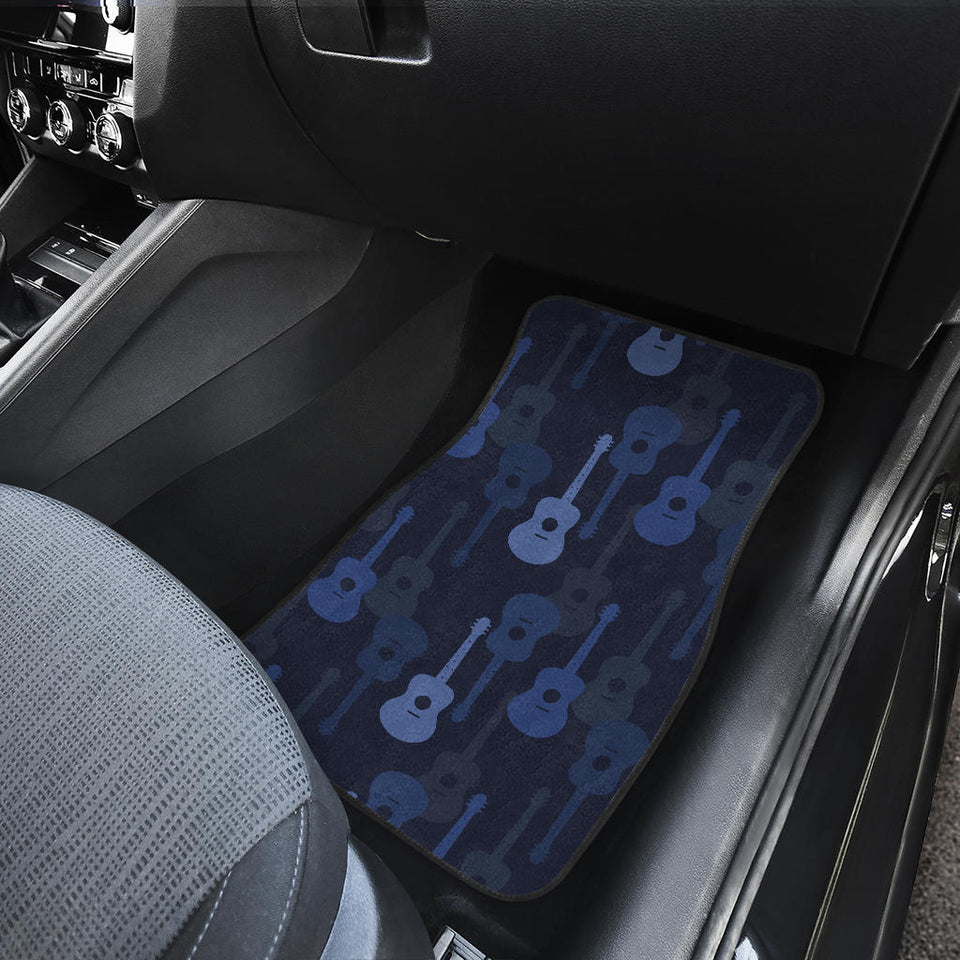 Blue Theme Guitar Pattern Front And Back Car Mats