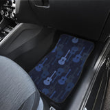 Blue Theme Guitar Pattern Front And Back Car Mats