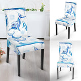 Watercolor Dolphin Pattern Dining Chair Slipcover