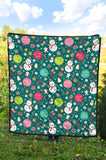 Snowman Bird Decorative Elements Christmas Pattern Premium Quilt