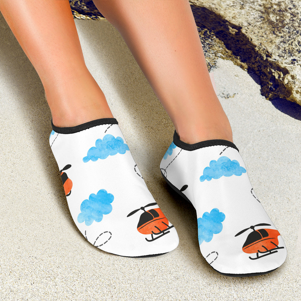 Watercolor Helicopter Cloud Pattern Aqua Shoes