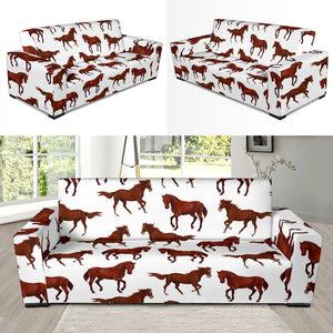 Horses Running Pattern Background Sofa Slipcover
