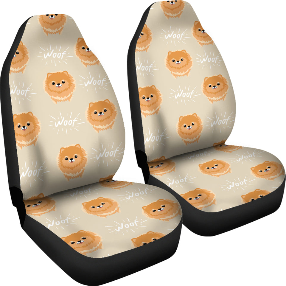 Cute Brown Pomeranian Puppy   Universal Fit Car Seat Covers