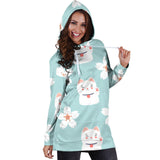 Maneki Neko Lucky Cat Sakura Women'S Hoodie Dress