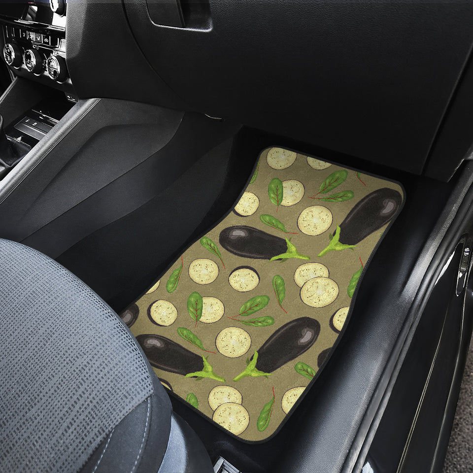Eggplant Pattern Print Design 02 Front and Back Car Mats
