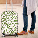 Hand Drawn Sketch Style Green Chili Peppers Pattern Luggage Covers