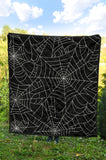 Spider Web Pattern Black Background White Cobweb Premium Quilt