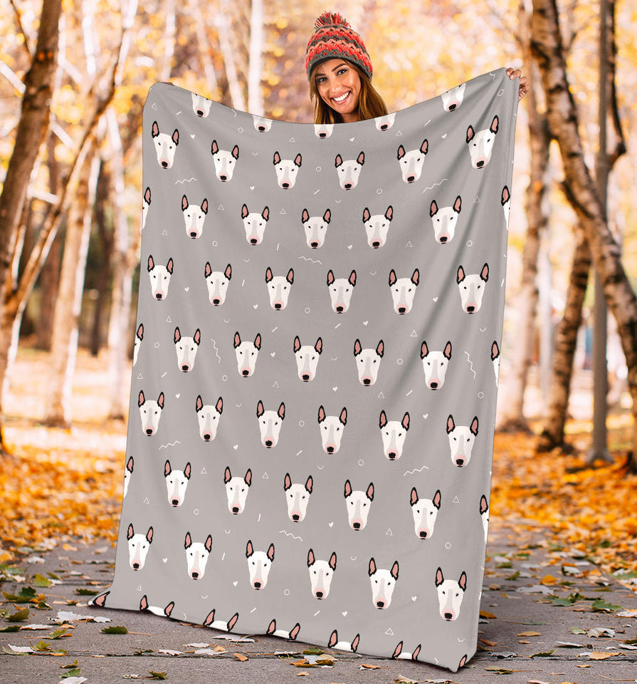 Bull Terrier Pattern Print Design 05 Premium Blanket