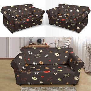Coffee Bean Leave Pattern Loveseat Couch Slipcover