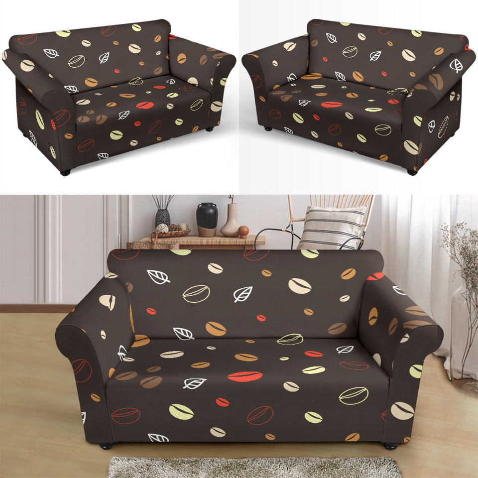 Coffee Bean Leave Pattern Loveseat Couch Slipcover