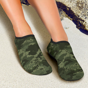 Digital Green Camo Camouflage Pattern Aqua Shoes