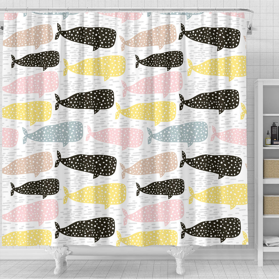 Whale Dot Pattern Shower Curtain Fulfilled In US