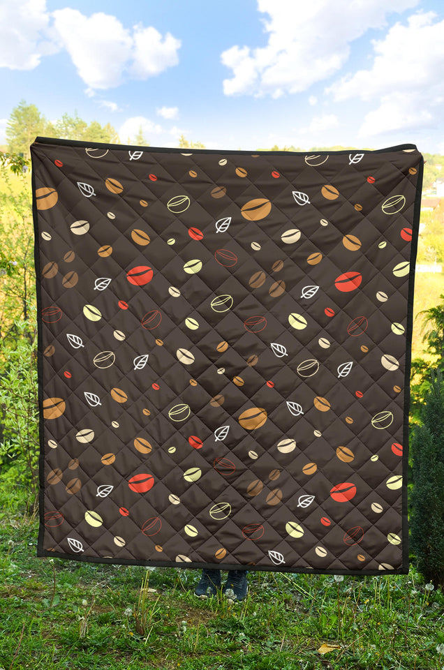 Coffee Bean Leave Pattern Premium Quilt