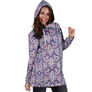 Indian Batik Style Pattern Women'S Hoodie Dress