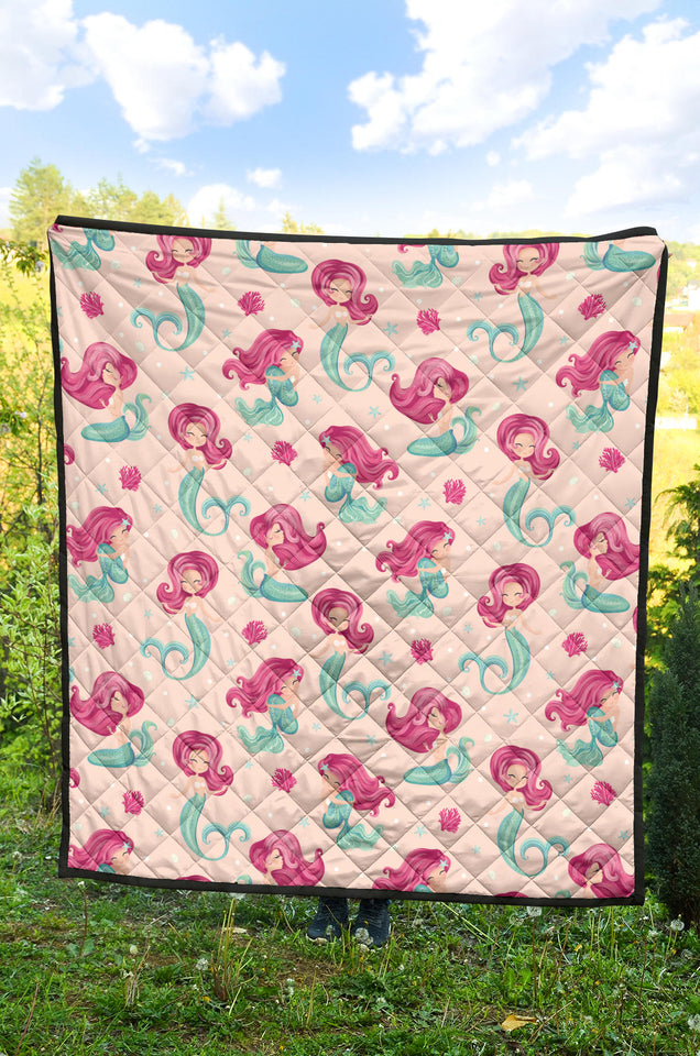 Cute Little Mermaid Pattern Premium Quilt