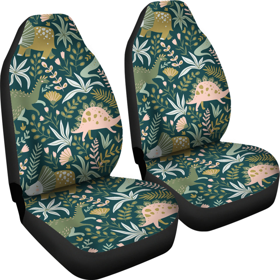 Dinosaurs Tropical Leaves Flower Pattern Universal Fit Car Seat Covers