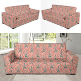 Eiffel Tower Flower Background Pattern Print Design 03 Sofa Slipcover