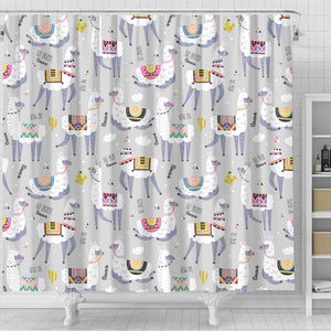 Cute Llama Alpaca Pattern Shower Curtain Fulfilled In US