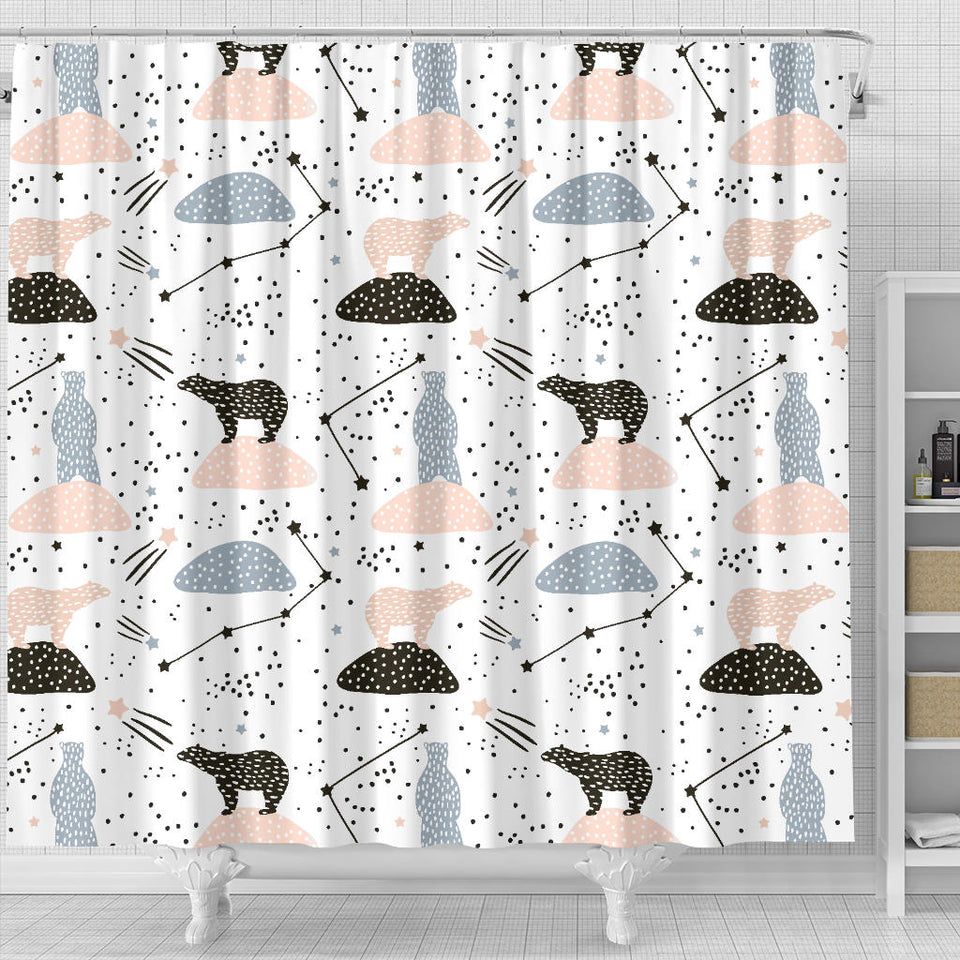 Polar Bears Star Poka Dot Pattern Shower Curtain Fulfilled In US