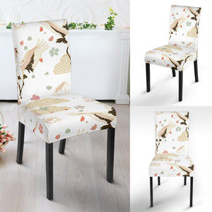 Beautiful Japanese Cranes Pattern Dining Chair Slipcover