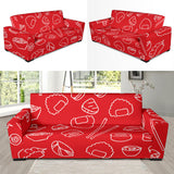 Sushi Pattern Red Background Sofa Slipcover
