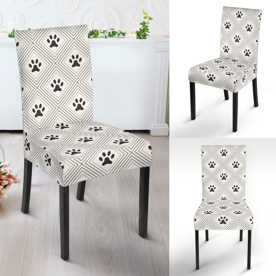 Dog Paws Pattern Print Design 03 Dining Chair Slipcover