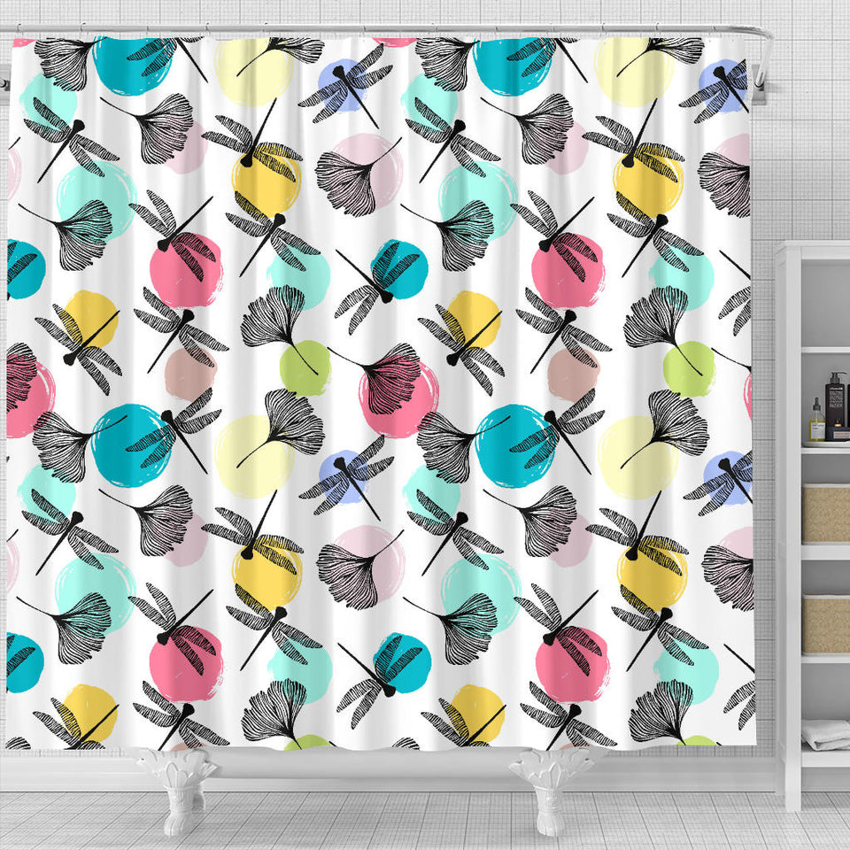 Dragonflies Ginkgo Leaves Pattern Shower Curtain Fulfilled In US