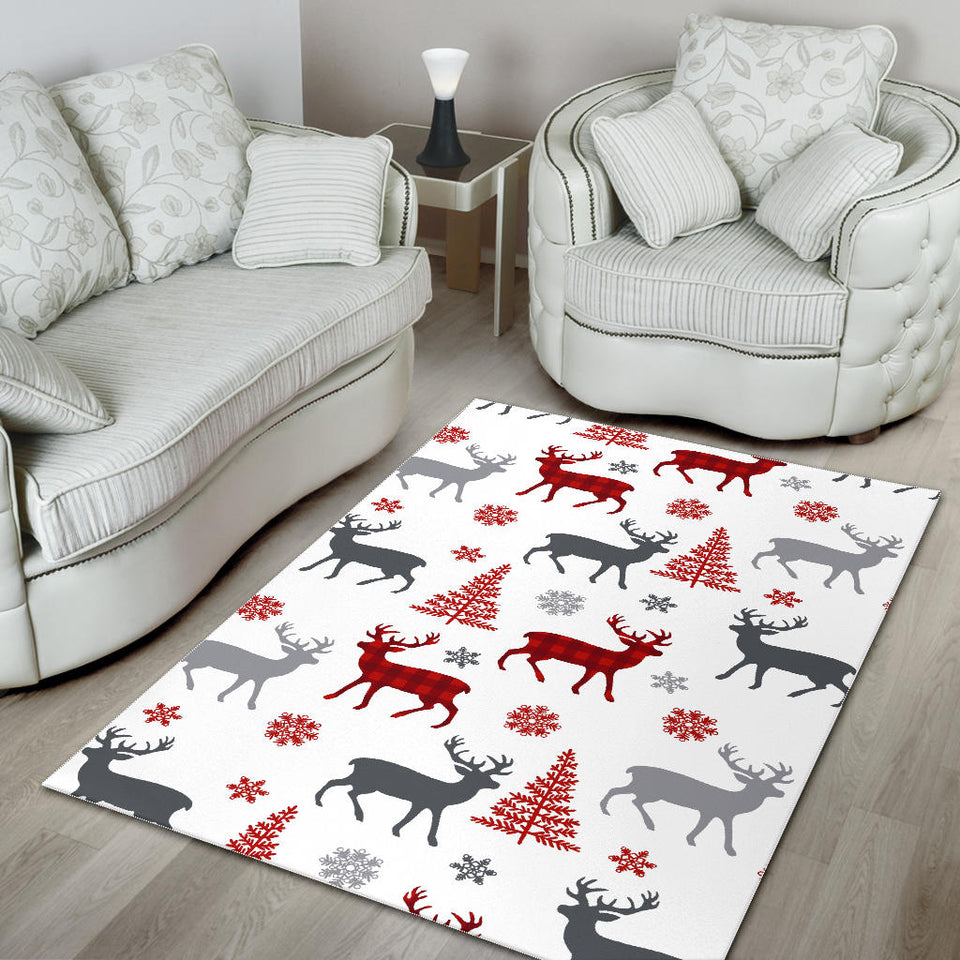 Deer Tree Snowflakes Chrismas Pattern Area Rug